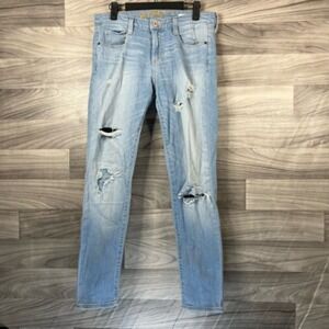 Arizona Jeans Co‎ Womens Super Skinny Denim Blue Light Wash Distressed Stretch 0